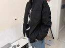 卡圖弛cleanfit工裝立領(lǐng)飛行員夾克男秋季美式高街痞帥短款外套棒球服 黑色 XL 曬單實(shí)拍圖