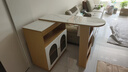 毓博折疊吧臺餐邊柜一體家用吧臺柜可伸縮移動(dòng)小戶(hù)型客廳巖板隔斷柜 長(cháng)80柜+120吧臺圓弧角/原木+白色 入戶(hù)包安裝 曬單實(shí)拍圖