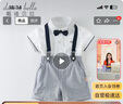 戴維貝拉（DAVE＆BELLA）夏裝男童短袖紳士套裝寶寶正裝2件套背帶褲套裝DB13370白色90cm 曬單實(shí)拍圖