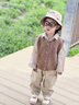 G.DUCKKIDS童裝男童套裝春秋季一歲寶寶衣服兒童春裝學(xué)院風(fēng)三件套2幼兒服裝 米色-口袋熊 90 cm建議身高85-95cm 曬單實拍圖