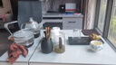 昭希 茶桌 茶臺燒水壺一體桌多功能可伸縮移動(dòng)小戶(hù)型陽(yáng)臺喝茶桌椅組合 雪山白巖板茶桌+1主人椅 白色框架 曬單實(shí)拍圖