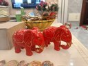 陶瓷吸水象吸財大象擺件一對風(fēng)水招財瓷器小象客廳玄關(guān)桌面工藝品 款式一 無(wú)底座 紅瓷描金 1對（2件） 曬單實(shí)拍圖