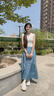 京多夢(mèng) 半身裙 女復古油畫(huà)系帶秋季高腰顯瘦法式一片式寬松a字長(cháng)裙子 油墨水畫(huà)（半身裙+發(fā)圈） 均碼 （建議95-135斤) 曬單實(shí)拍圖