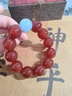 施華索尼亞天然紅瑪瑙手串男士海藍寶蜜蠟文玩復古轉運珠盤(pán)玩手鏈生日禮物 紅瑪瑙+海藍寶 珠子12mm 曬單實(shí)拍圖