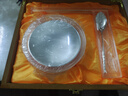 樂(lè )宏駿銀碗三件套認干親 999純食品級銀碗筷勺認干兒子干女兒寶寶餐具 百福碗三件套大號【古典木盒】 曬單實(shí)拍圖