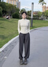phigeer瑜伽服女春秋專(zhuān)業(yè)跑步健身房運動(dòng)服套裝速干寬松吸汗羽毛球訓練服 淺杏色兩件套（灰褲） M 【推薦90-108斤】 曬單實(shí)拍圖