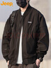 吉普（JEEP）夾克男秋冬季潮流棒球服外套男士休閑寬松工裝衣服 黑色 2XL 曬單實(shí)拍圖