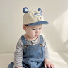 MKOK英國嬰兒帽子0-2歲春秋薄款鴨舌男童女寶寶遮陽(yáng)防曬小月齡棒球帽 藍色HELLO熊鼻鴨舌帽 帽圍42-48CM(建議0-24個(gè)月) 曬單實(shí)拍圖