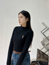 Teenie Weenie小熊女裝T恤2025秋季新款柔軟舒適小高領(lǐng)長(zhǎng)袖打底衫 黑色 S 曬單實(shí)拍圖