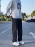 回力牛仔褲男寬松直筒系帶休閑褲子男春秋季舒適親膚百搭長(cháng)褲男褲 曬單實(shí)拍圖