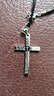 山頭林村耶和華十字架十字吊墜鈦鋼項鏈高級不掉色帥氣潮男潮女時(shí)尚防水防 銀色項鏈（鏈長(cháng)僅40cm) 曬單實(shí)拍圖