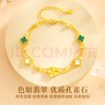 周大金 CHOW TAI KING黃金四葉草手鏈女生輕奢孔雀石手飾七夕情人節禮物送女友生日禮物 黃金999足金四葉草手鏈（附加倉次日達） 曬單實(shí)拍圖