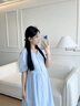 婧麒（JOYNCLEON）孕婦連衣裙夏款2025新款女氣質夏季哺乳裙子寬松孕婦夏裝長裙 淺藍【紐扣可哺乳】Jly22130 L 曬單實拍圖