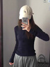 凡小如長(cháng)袖t恤女早秋2025年新款修身顯瘦百搭打底衫正肩高級感螺紋上衣 藏青色 XL 【建議110-125斤】 曬單實(shí)拍圖