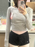 艾舞戈成人舞蹈毛衣女芭蕾舞練功服保暖外套外搭披肩上衣 灰色 M 曬單實(shí)拍圖
