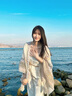 衣悅絲染 旅游民族風(fēng)披肩女云南旅游穿搭罩衫女高級感圍巾流蘇披風(fēng)大衣 米白色 曬單實(shí)拍圖