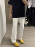 魯雅爾cleanfit白色彎刀牛仔褲男秋季潮流百搭微喇褲美式高街vibe長(zhǎng)褲子 白色 XL 曬單實(shí)拍圖