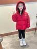 雅鹿親子裝2025新款兒童羽絨服短款男童女童大童寶寶加厚洋氣外套冬裝 紅色 高端提花面料 130 曬單實(shí)拍圖