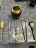 久堂純黃銅茶道六君子高檔茶具用品茶夾子茶勺茶刀針套裝泡茶工具配件 京也（千里江山）手彩黃銅六君子 曬單實拍圖
