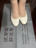 金利來(lái)（goldlion）女鞋坡跟皮鞋時(shí)尚圓頭牛皮淺口一腳蹬單鞋女 G662320016米白39 曬單實(shí)拍圖
