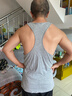 GYMREVOLUTION男士純棉運動(dòng)工字背心寬肩健身訓練透氣吸汗坎肩T恤 灰色 M （125-145斤） 曬單實(shí)拍圖