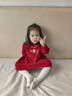 幼歌（YOUGE）嬰幼兒秋季新款純棉舒適柔軟毛衣裙女寶寶花邊領(lǐng)連衣裙紅色90 cm 曬單實(shí)拍圖