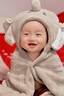BABYGREAT嬰兒浴巾兒童洗澡巾斗篷帶帽子新生兒寶寶連帽包巾珊瑚絨吸水速干 曬單實(shí)拍圖