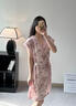UOSO真絲睡衣女士短袖新中式印花桑蠶絲V領(lǐng)睡裙薄款寬松家居服 SQ24621 M 160 曬單實(shí)拍圖