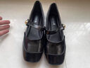沐霓 瑪麗珍女鞋 法式小香風(fēng)配裙子2025新款秋季一字帶粗跟平底單鞋 黑色【金屬扣】 36 曬單實(shí)拍圖