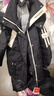 鴨鴨（YAYA）工裝派克羽絨服女冬中長(cháng)款2025新款時(shí)尚收腰連帽外套 黑色 M 曬單實(shí)拍圖