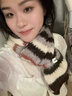 BIBK日本條紋圍巾女秋冬撞色加厚保暖百搭軟糯毛線針織護(hù)頸圍脖學(xué)生 米咖色 曬單實(shí)拍圖