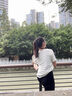 浪莎白色短袖t恤女夏季2025新款寬松薄款大V領(lǐng)休閑百搭顯瘦慵懶風(fēng)上衣 曬單實(shí)拍圖