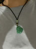 芳妮兔翡翠玉石貔貅吊墜掛繩掛脖女觀(guān)音玉佛牌高端掛繩男編織繩項鏈繩子 豆青翡翠掛繩-黑色 曬單實(shí)拍圖
