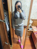 麥檬MM商場同款23年春秋灰色羊毛圓領針織衫毛衣開衫女 煙灰（下裝）5E1140551 M 曬單實拍圖