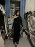 微光里純欲黑色露肩長(cháng)袖連衣裙蕾絲拼接性感裙子女秋冬新款宴會(huì )修身長(cháng)裙 蕾絲拼接斜肩連衣裙【黑色 S】 曬單實(shí)拍圖