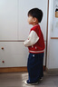 幼歌（YOUGE）嬰幼兒2025秋季元?dú)鈱捤擅朗郊咏q棒球服親膚復(fù)古外套潮紅色90 cm 曬單實(shí)拍圖