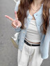 蝶嬌諾（DIEJIAONUO）衛衣女2025年秋季女裝新款穿搭女套裝小香風(fēng)鹽系氣質(zhì)顯瘦港風(fēng)休閑 開(kāi)衫+內搭+褲子 S 曬單實(shí)拍圖