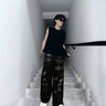銘富天（MINGFUTIAN）白色涂鴉彎刀牛仔褲男秋季新款小眾設(shè)計感潮流痞帥褲子顯瘦闊腿褲 YC-A107白色 XL （130-140斤） 曬單實拍圖