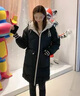 連帽棉衣女冬季韓版撞色寬松休閑百搭棉服外套中長(cháng)款棉襖J673 黑色 L （110-120斤） 曬單實(shí)拍圖