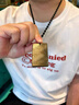 優(yōu)格麗金曜石吊墜平安無(wú)事牌黑曜石項墜男款項鏈掛飾方牌掛墜護身符禮物 不刻字 曬單實(shí)拍圖