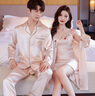 莫代爾睡衣情侶裝一男一女春秋冰絲長(cháng)袖薄款感套裝夏季家居服套裝情侶款 901男套裝女睡袍兩件套(香檳色) L 男+女M 曬單實(shí)拍圖