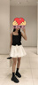 UR2025夏季新款女裝設計感撞色拼接吊帶連衣裙UWG750090 黑色 XS 曬單實(shí)拍圖