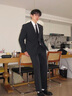 花花公子（PLAYBOY）西服套裝男士韓版修身外套新郎結(jié)婚禮服商務(wù)職業(yè)正裝休閑小西裝男 雙扣黑色 西裝+西褲+襯衫 XL （建議120-134斤） 曬單實(shí)拍圖