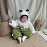 迪士尼（Disney）嬰兒衣服卡通毛茸茸連體衣秋冬季裝新款男女寶寶外出抱衣哈衣加厚 綠色 90cm 曬單實(shí)拍圖