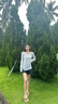 哈魯?shù)纤{(lán)色V領(lǐng)長(zhǎng)袖t恤女2025年新款減齡韓系松弛休閑慵懶感寬松罩衫上衣 藍(lán)白條紋 （微透） M （85-105斤） 曬單實(shí)拍圖