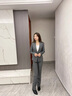源菲埡職業(yè)裝女套裝長(cháng)袖西裝正裝工作服酒店前臺接待工裝美容院店長(cháng)工服 單件灰色西裝 L 曬單實(shí)拍圖