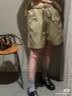 無(wú)印良品（MUJI）女式 水洗 平紋 短褲 休閑 褲子女款夏季款女裝中褲 外穿 米色5S M (160/66A) 曬單實(shí)拍圖