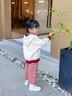 幼歌嬰幼兒秋季新款寬松舒適連帽毛衣開(kāi)衫寶寶保暖防風(fēng)外套 淺杏 90 cm 曬單實(shí)拍圖