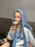 BIBK日本毛線(xiàn)帽女秋冬季氛圍感針織巴拉克拉法帽簡(jiǎn)約百搭防寒保暖 天藍色 曬單實(shí)拍圖