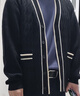 卡賓（CABBEEN）【100%精梳棉】線衫外套男領(lǐng)型口袋間色冬季麻花提花開衫外套 煤黑色01 L /175/50 曬單實(shí)拍圖